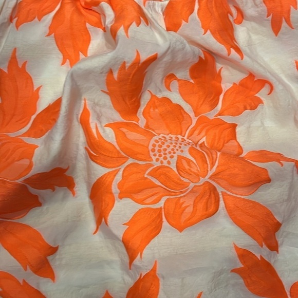 Stunning Embroidered Bright Orange and Cream Pencil Skirt Lined 00 - Picture 2 of 6